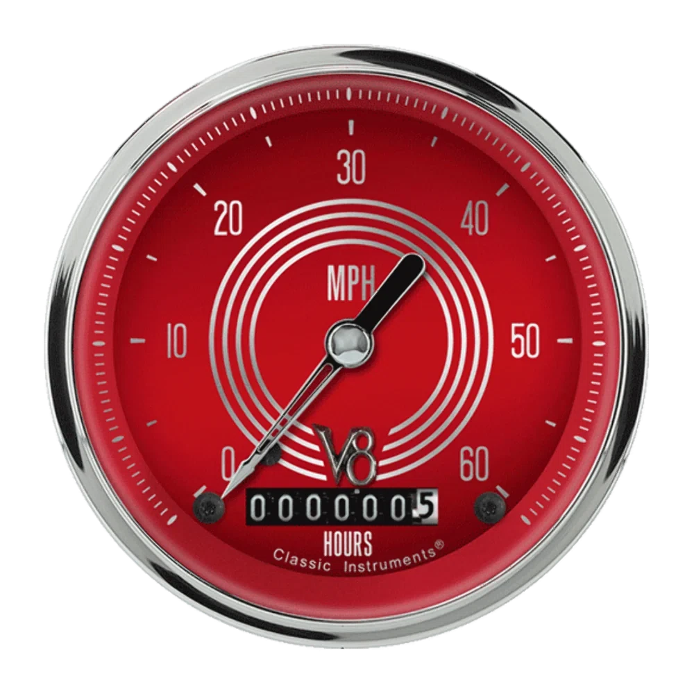 V8 Red Steelie 3 3_8_ Low Speed Speedometer LSV8RS